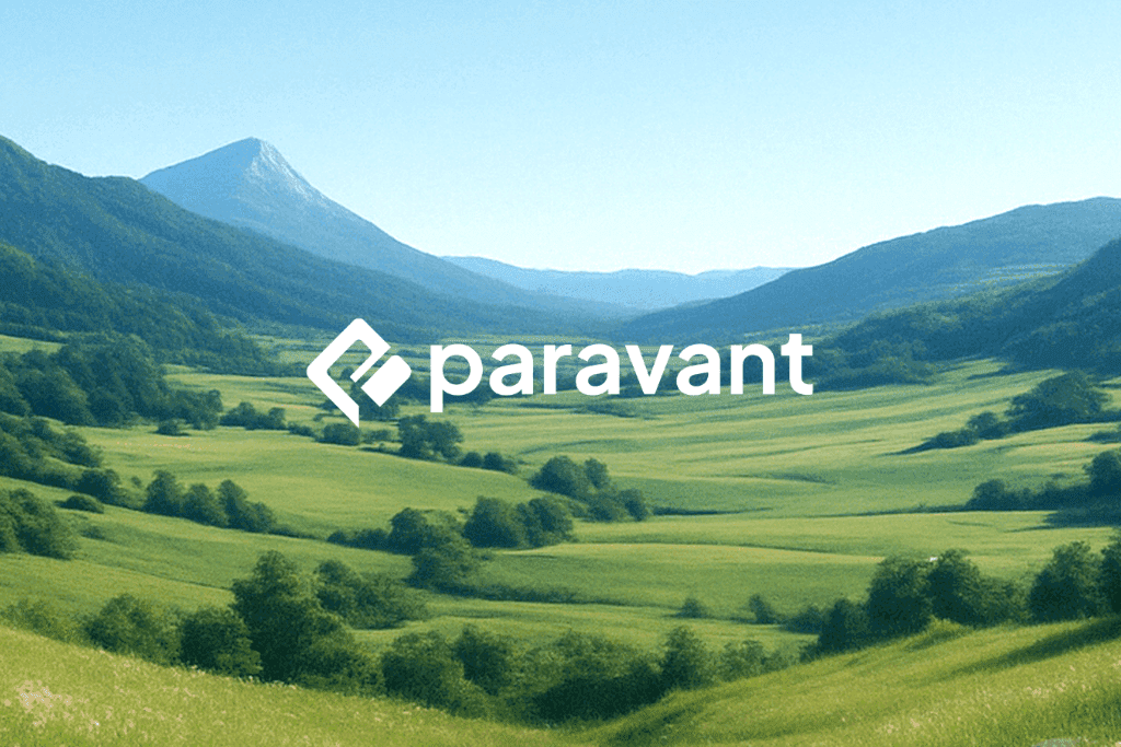 Paravant logo over a mountain valley